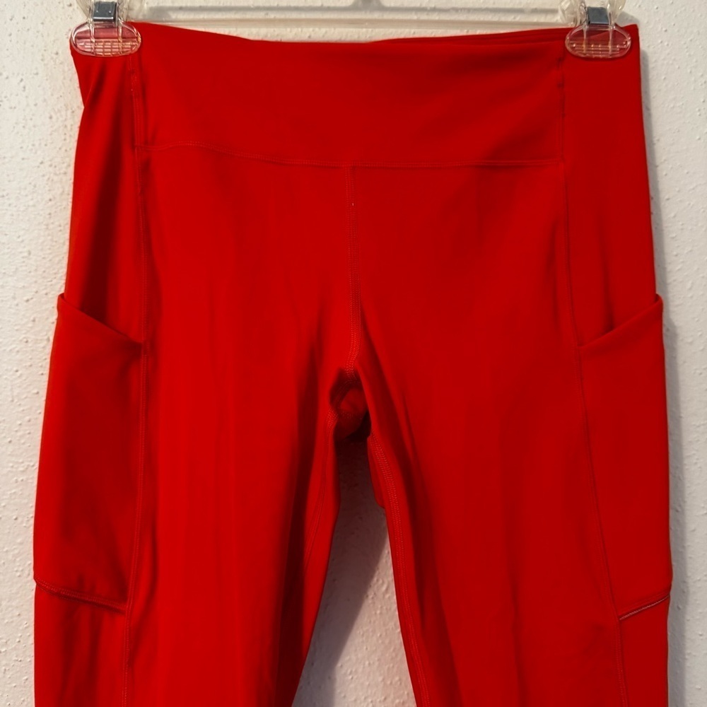 Lululemon Crop With Pockets Orange Women’s Leggings Sz 8 Yoga Pilates Casual - Picture 1 of 11